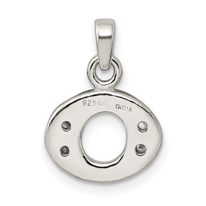 Sterling Silver Cz Letter O Initial Pendant