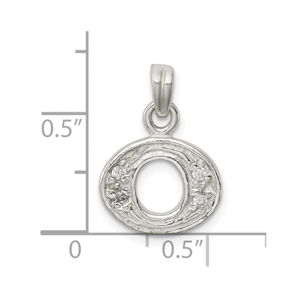 Sterling Silver Cz Letter O Initial Pendant