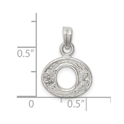 Sterling Silver Cz Letter O Initial Pendant