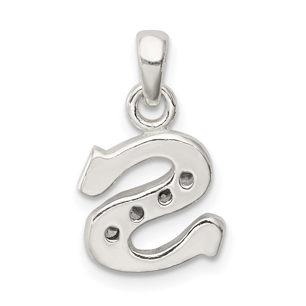 Sterling Silver Cz Letter S Initial Pendant