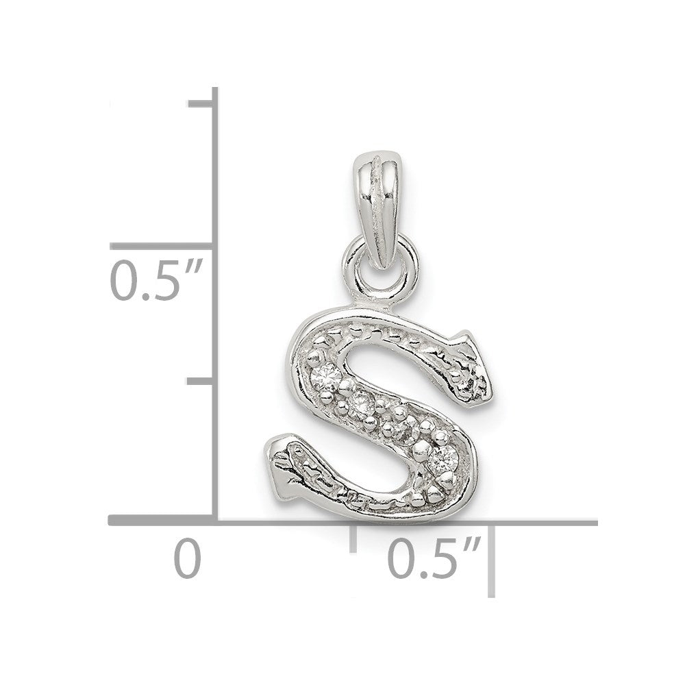 Sterling Silver Cz Letter S Initial Pendant
