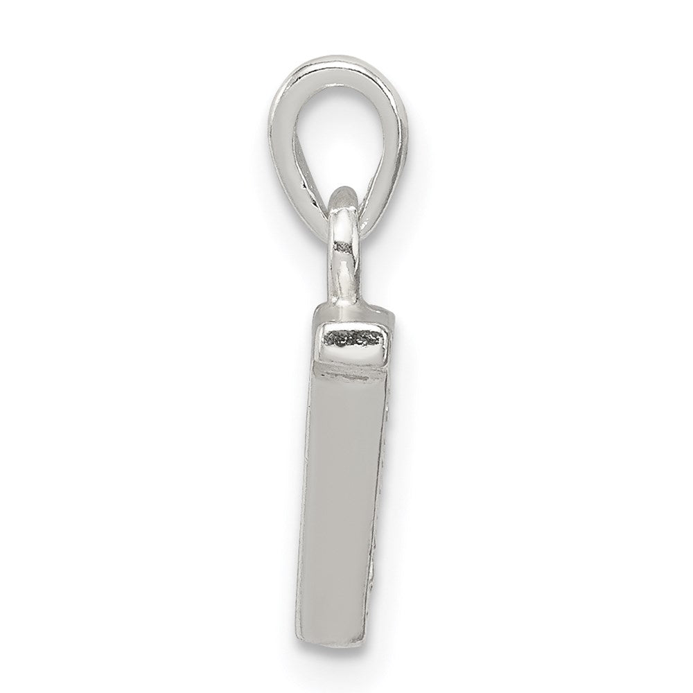 Sterling Silver Cz Letter V Initial Pendant