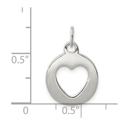 Sterling Silver Polished Circle With Punch Out Heart Charm