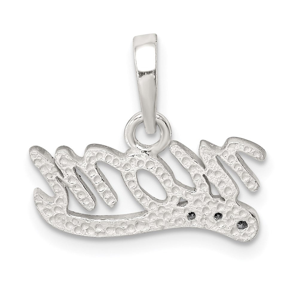 Sterling Silver Cz Polished Mom Pendant