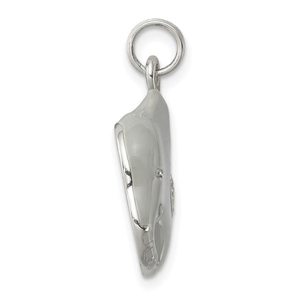 Sterling Silver Cz Grey Enameled Polished Elephant Charm