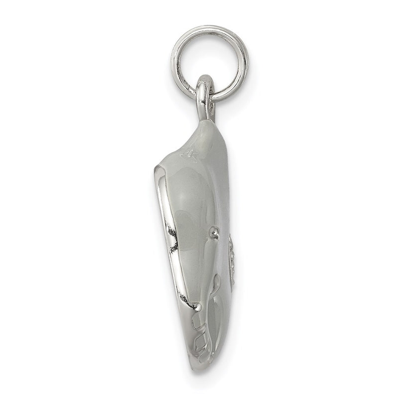 Sterling Silver Cz Grey Enameled Polished Elephant Charm