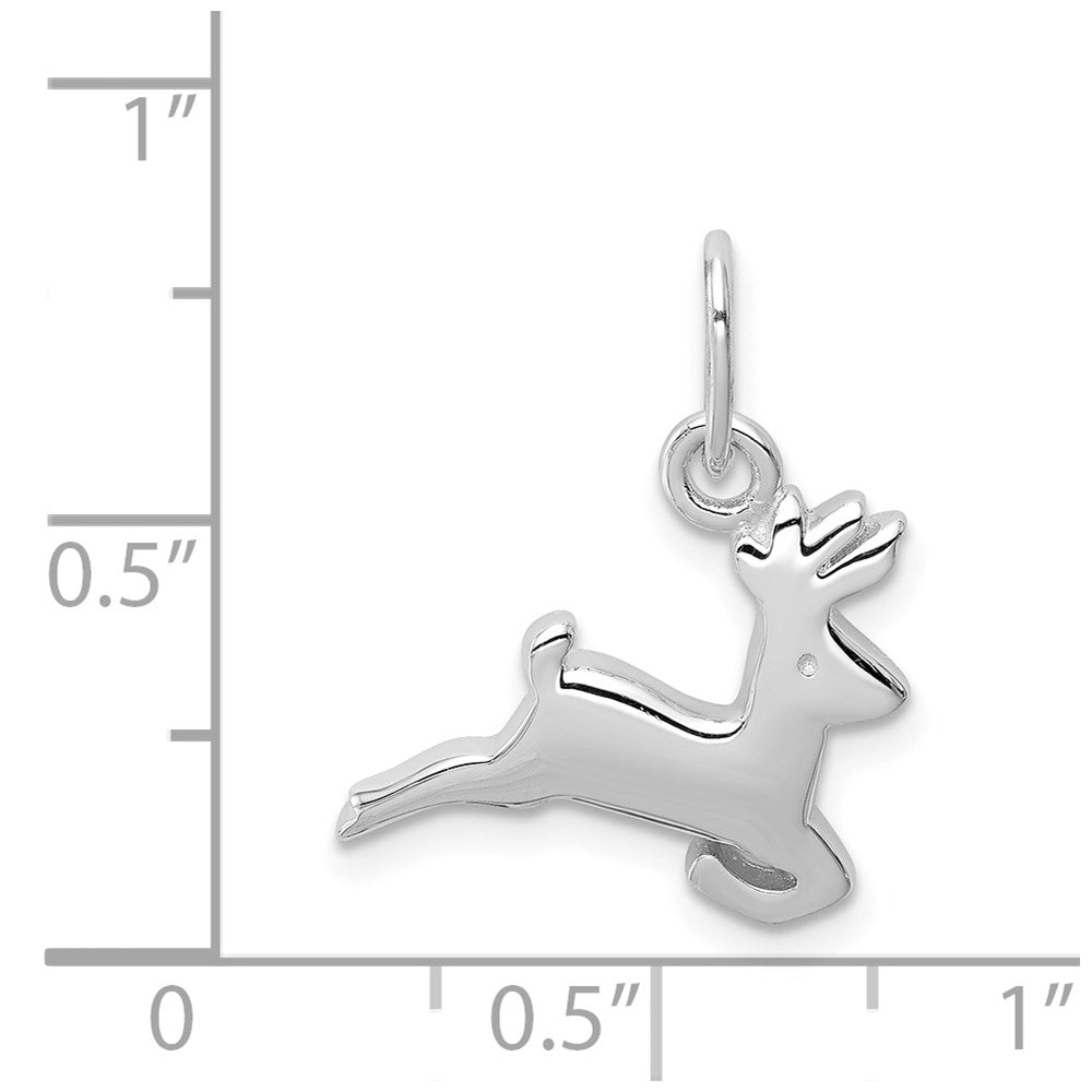 Sterling Silver Rhodium-Plated Running Deer Charm