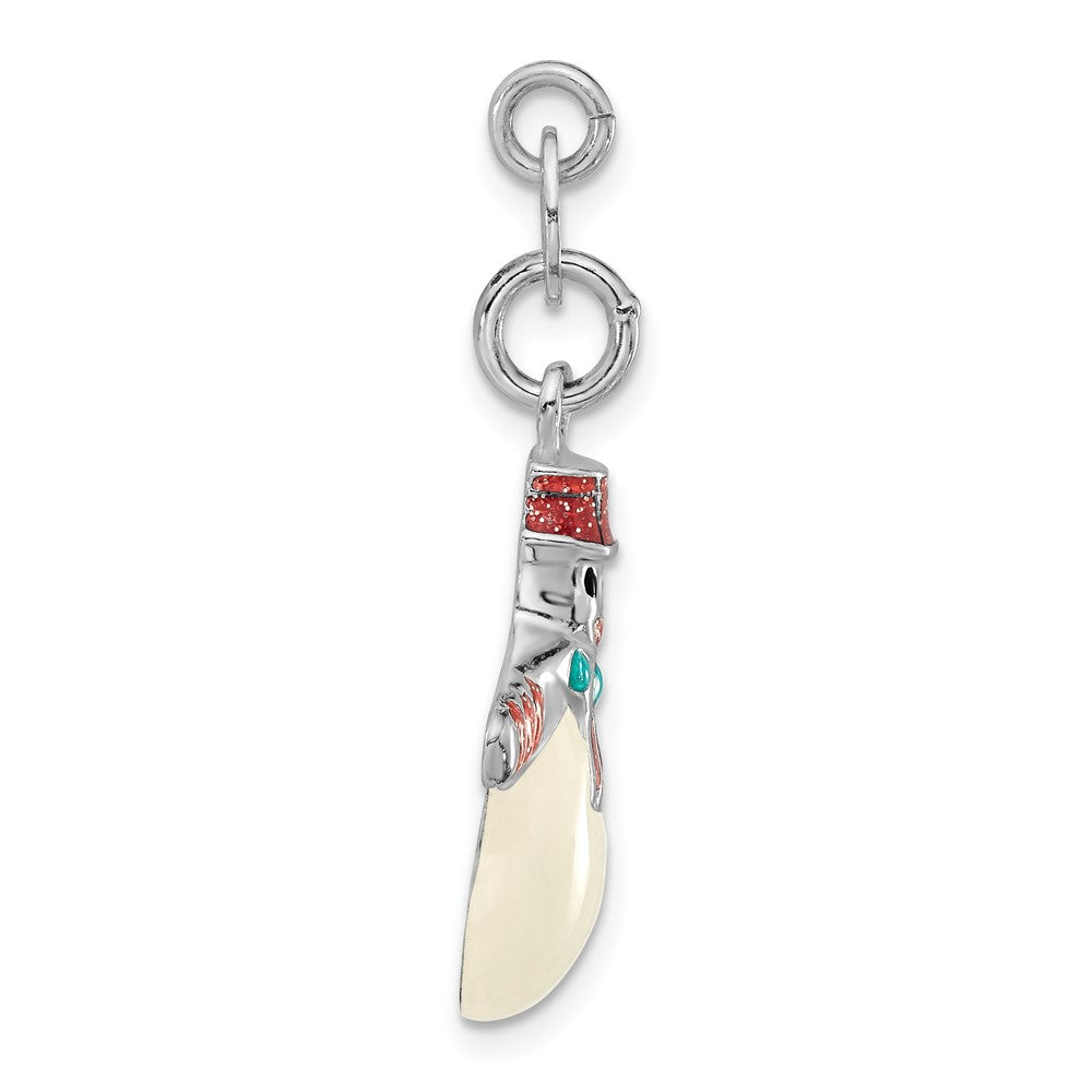 Sterling Silver Polished Multicolor Enameled Snowman Charm