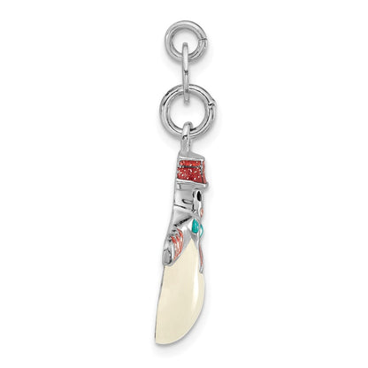 Sterling Silver Polished Multicolor Enameled Snowman Charm