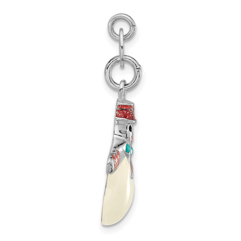 Sterling Silver Polished Multicolor Enameled Snowman Charm