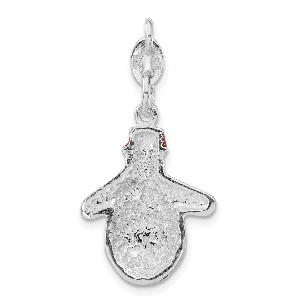 Sterling Silver Polished Multicolor Enameled Snowman Charm