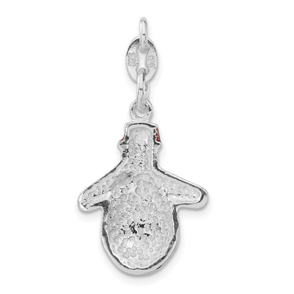 Sterling Silver Polished Multicolor Enameled Snowman Charm