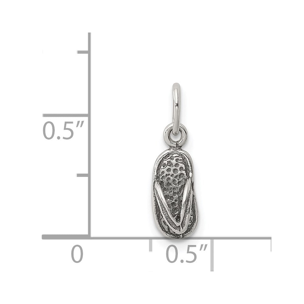 Sterling Silver Antiqued& Textured Flip Flop Children'S Charm