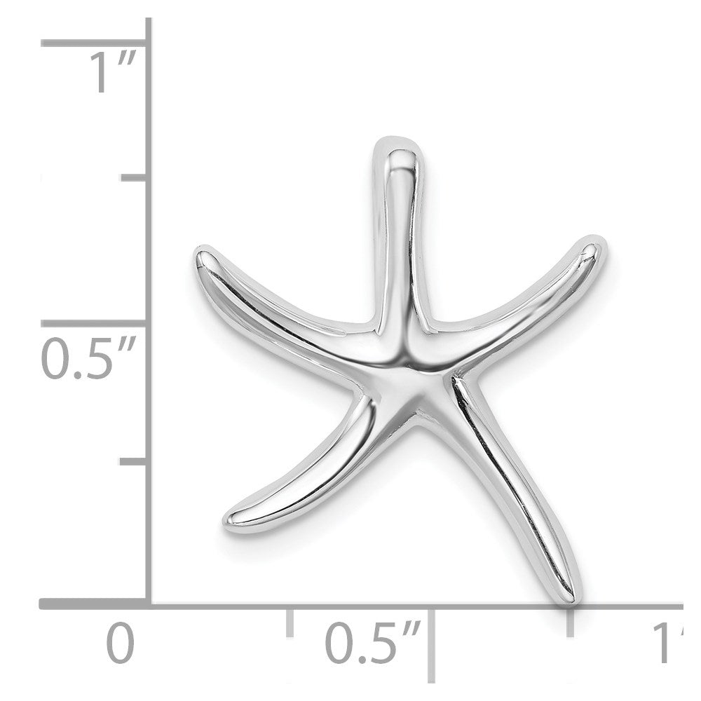 Sterling Silver Rhodium-Plated Starfish Slide Pendant