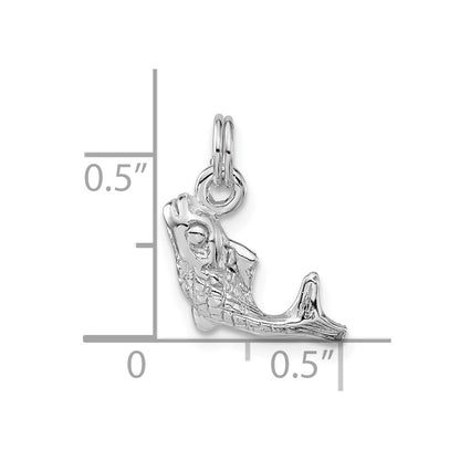 Sterling Silver 3-D Polished & Textured Fish Charm