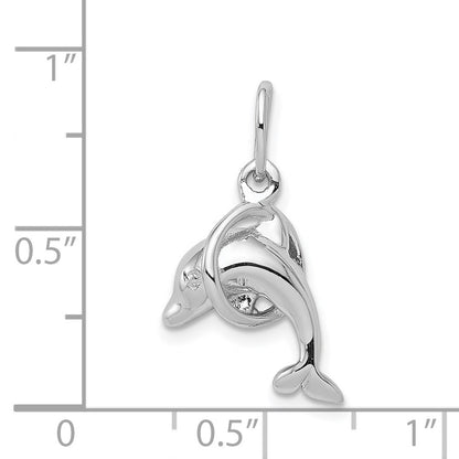 Sterling Silver Dolphin Diving Through Hoop Charm