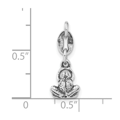 Sterling Silver Polished & Antiqued Frog Charm