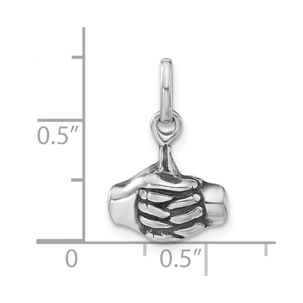 Sterling Silver Polished & Antiqued Sign Language Joined Hands Charm