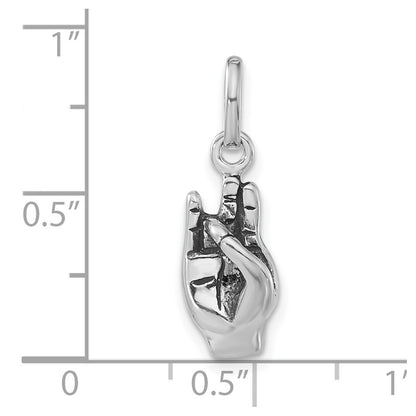 Sterling Silver Polished & Antiqued Sign Language Hand Symbol Charm