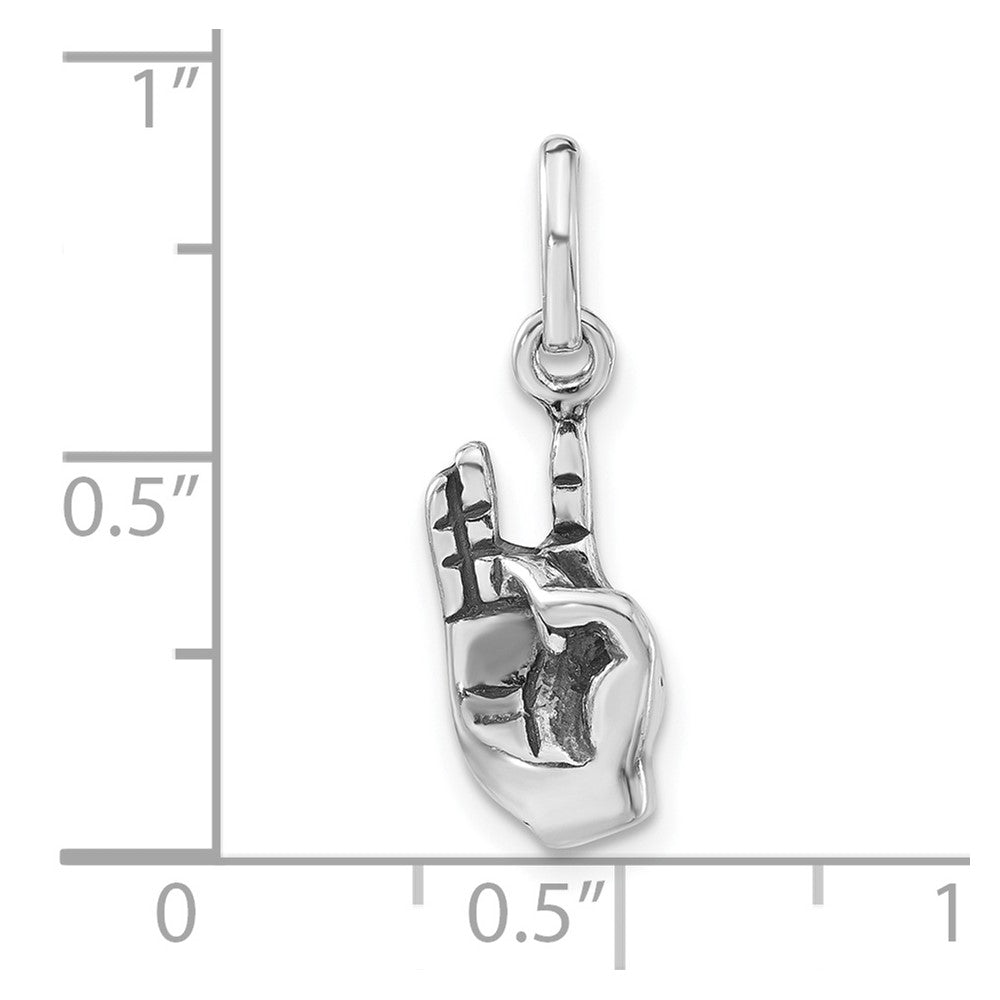 Sterling Silver Polished & Antiqued Sign Language Hand Symbol Charm
