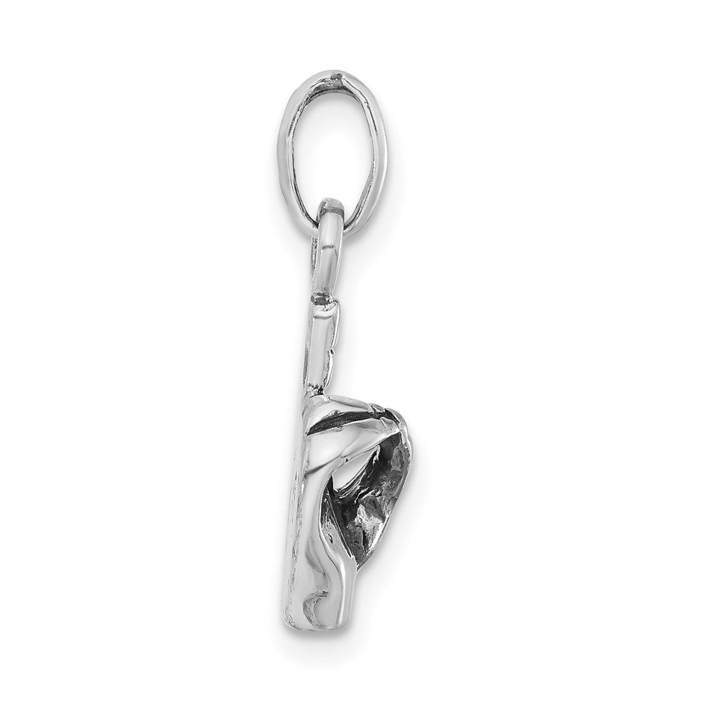Sterling Silver Polished & Antiqued Sign Language Hand Symbol Charm
