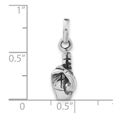 Sterling Silver Polished & Antiqued Sign Language Hand Symbol Charm