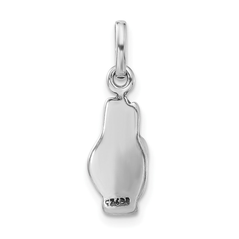 Sterling Silver Polished & Antiqued Sign Language Hand Symbol Charm