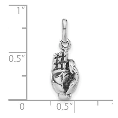 Sterling Silver Polished & Antiqued Sign Language Hand Symbol Charm