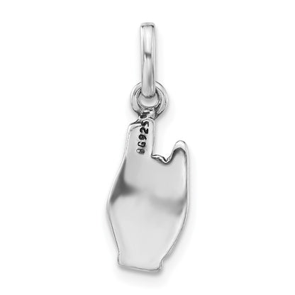 Sterling Silver Polished & Antiqued Sign Language Hand Symbol Charm