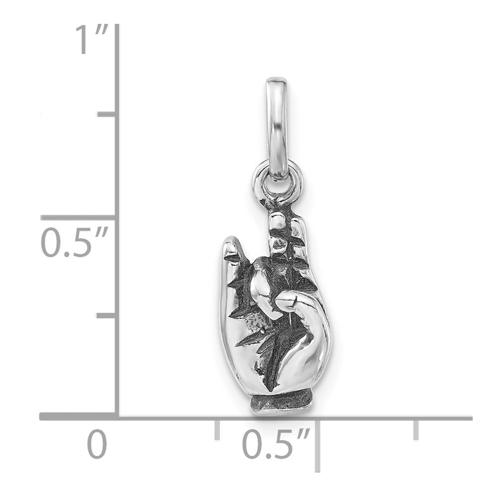 Sterling Silver Polished & Antiqued Sign Language Hand Symbol Charm