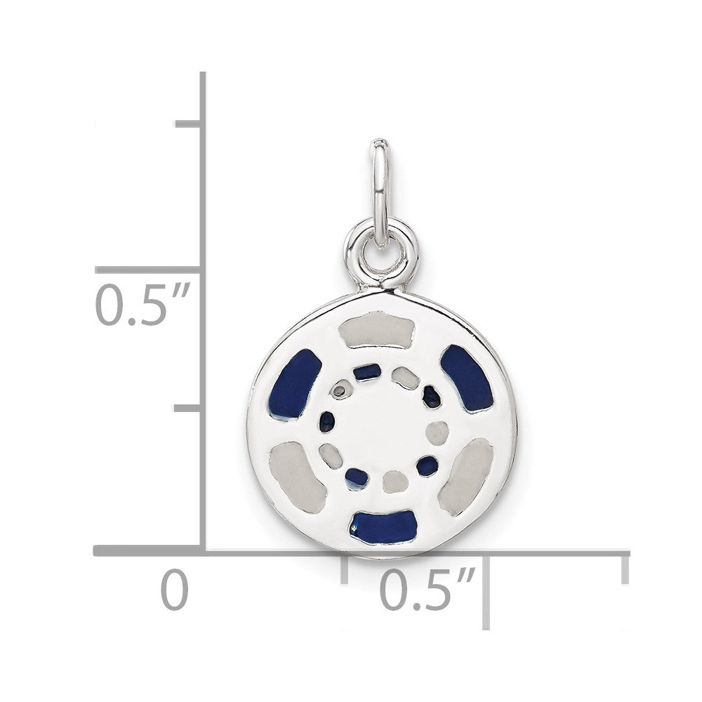 Sterling Silver Blue/White Enameled Poker Chip Charm