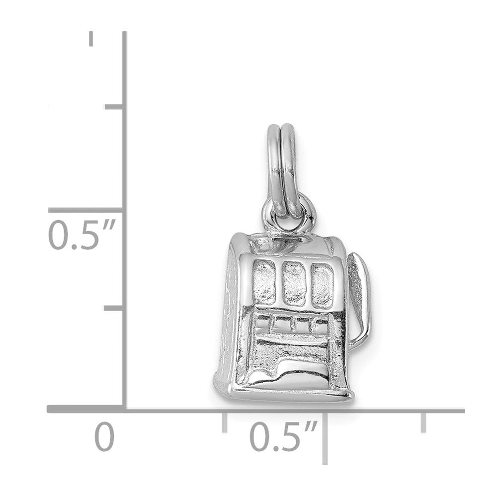 Sterling Silver Rhodium-Platedpolished Slot Machine Charm