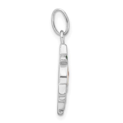 Sterling Silver Polished Enameled Orange Person Charm