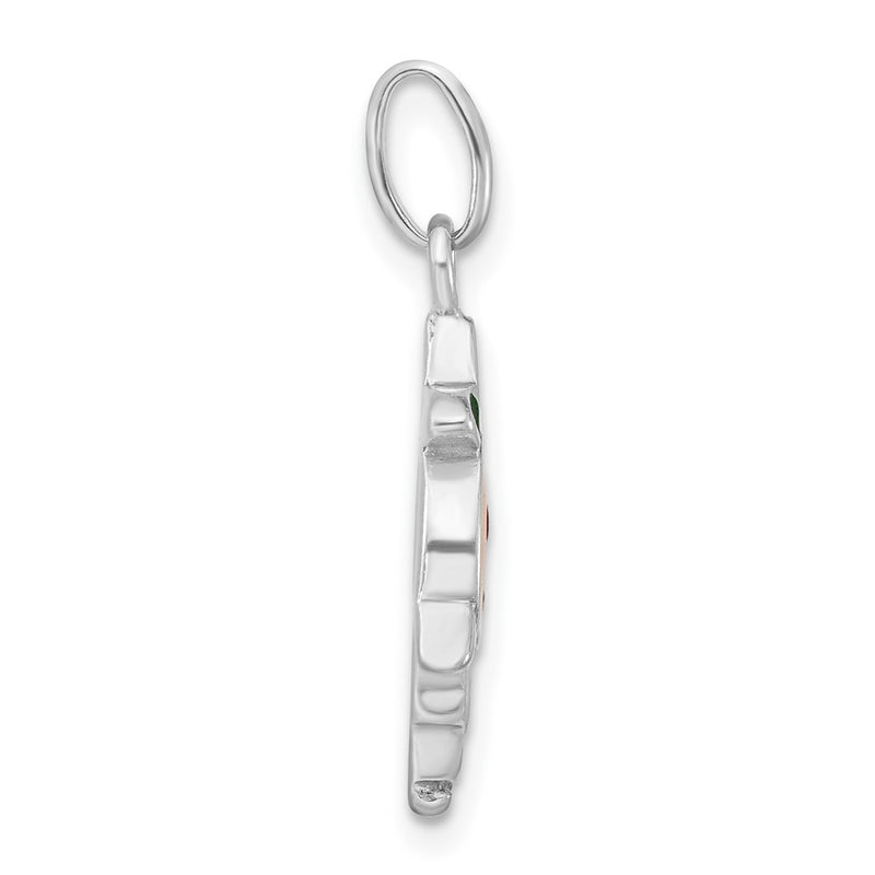 Sterling Silver Polished Enameled Orange Person Charm