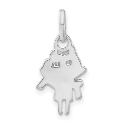 Sterling Silver Polished Enameled Cauliflower Person Charm
