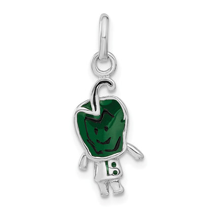 Sterling Silver Enameled Green Pepper Person Charm