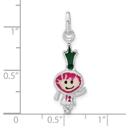 Sterling Silver Polished Enameled Onion Person Charm