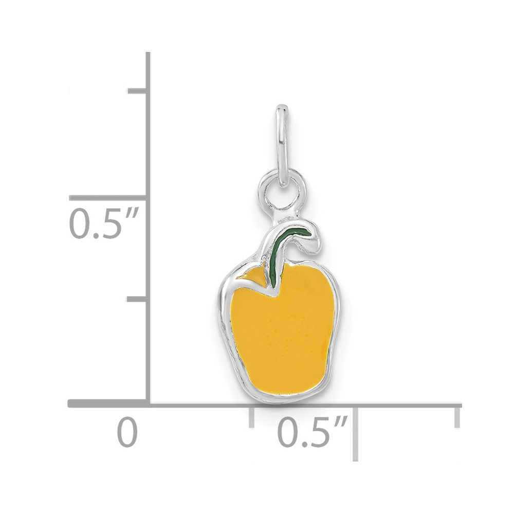 Sterling Silver Polished Enameled Yellow Pepper Charm