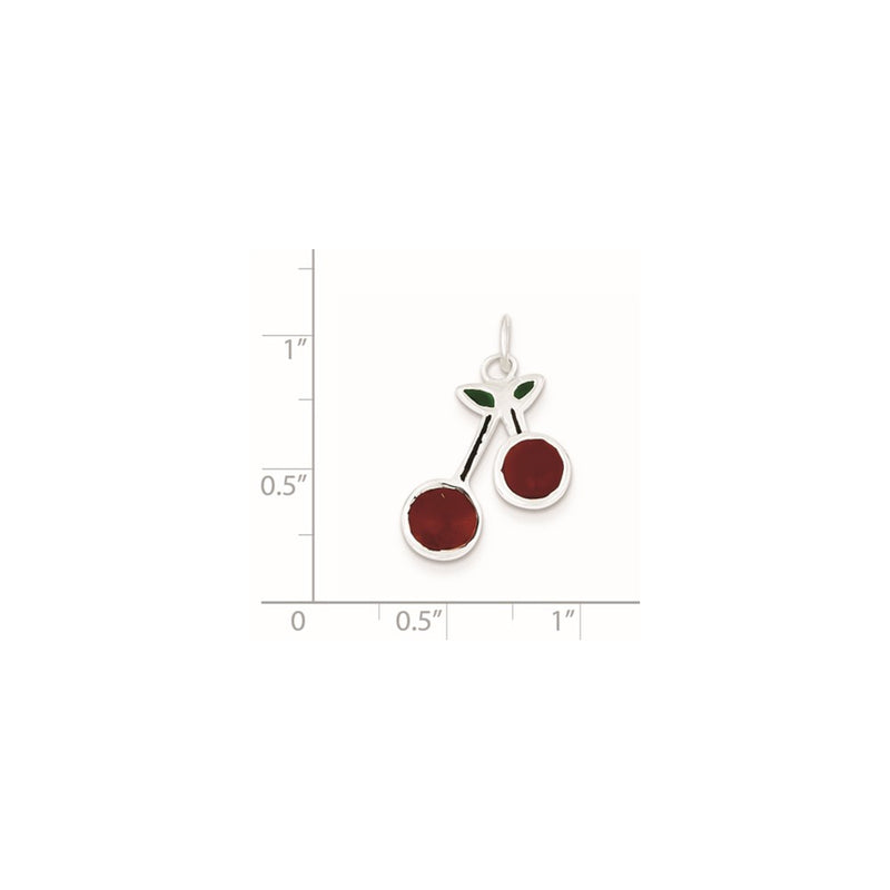 Sterling Silver Enameled Cherries Charm