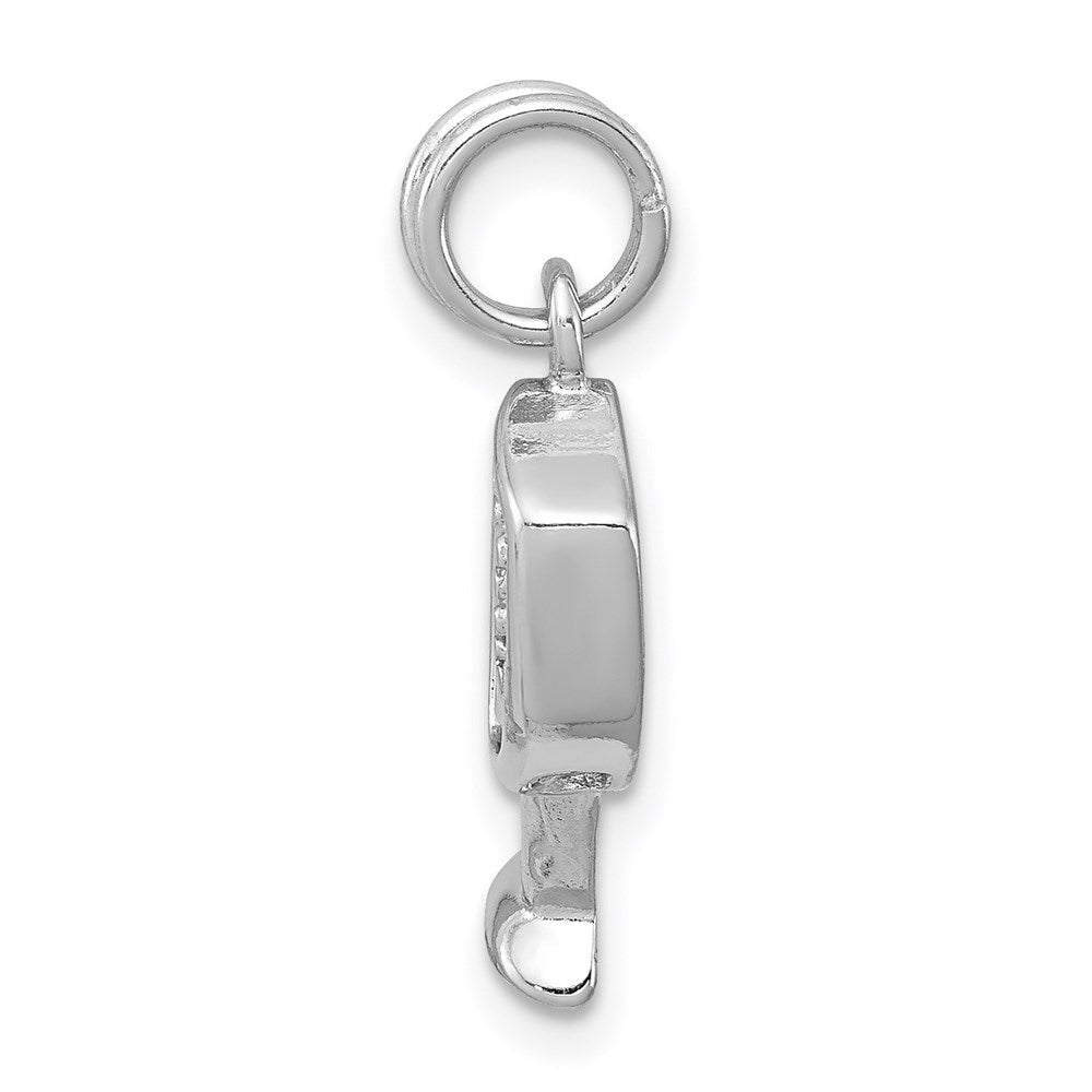Sterling Silver Rhodium-Platedcz Champagne Glass Charm
