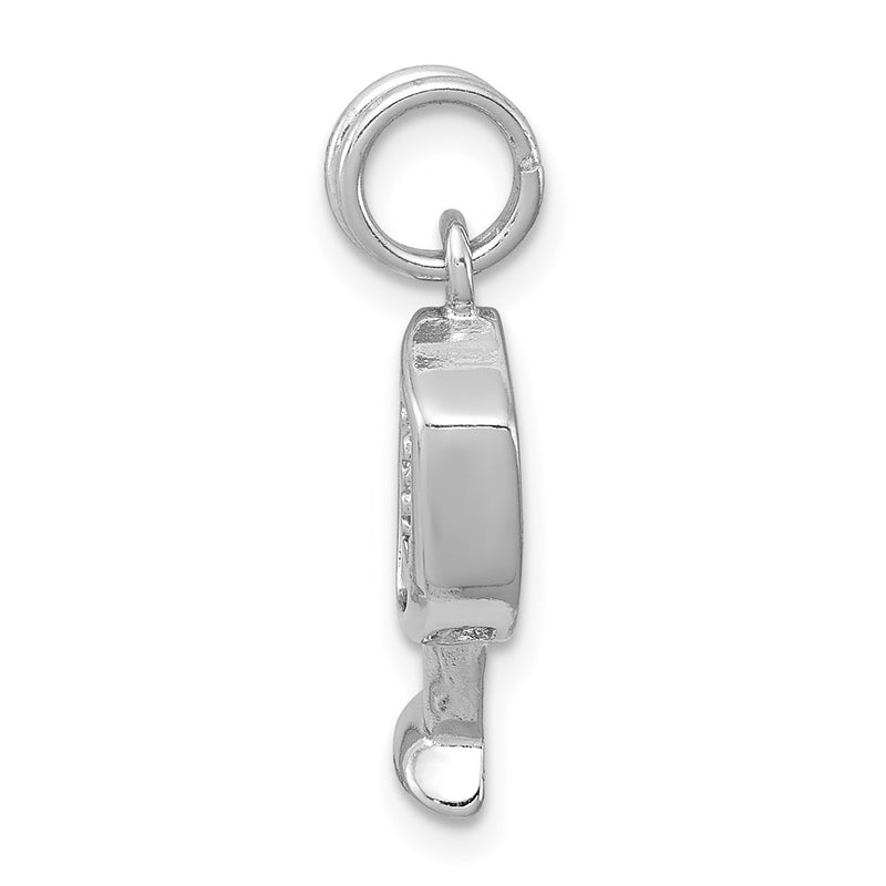 Sterling Silver Rhodium-Platedcz Champagne Glass Charm