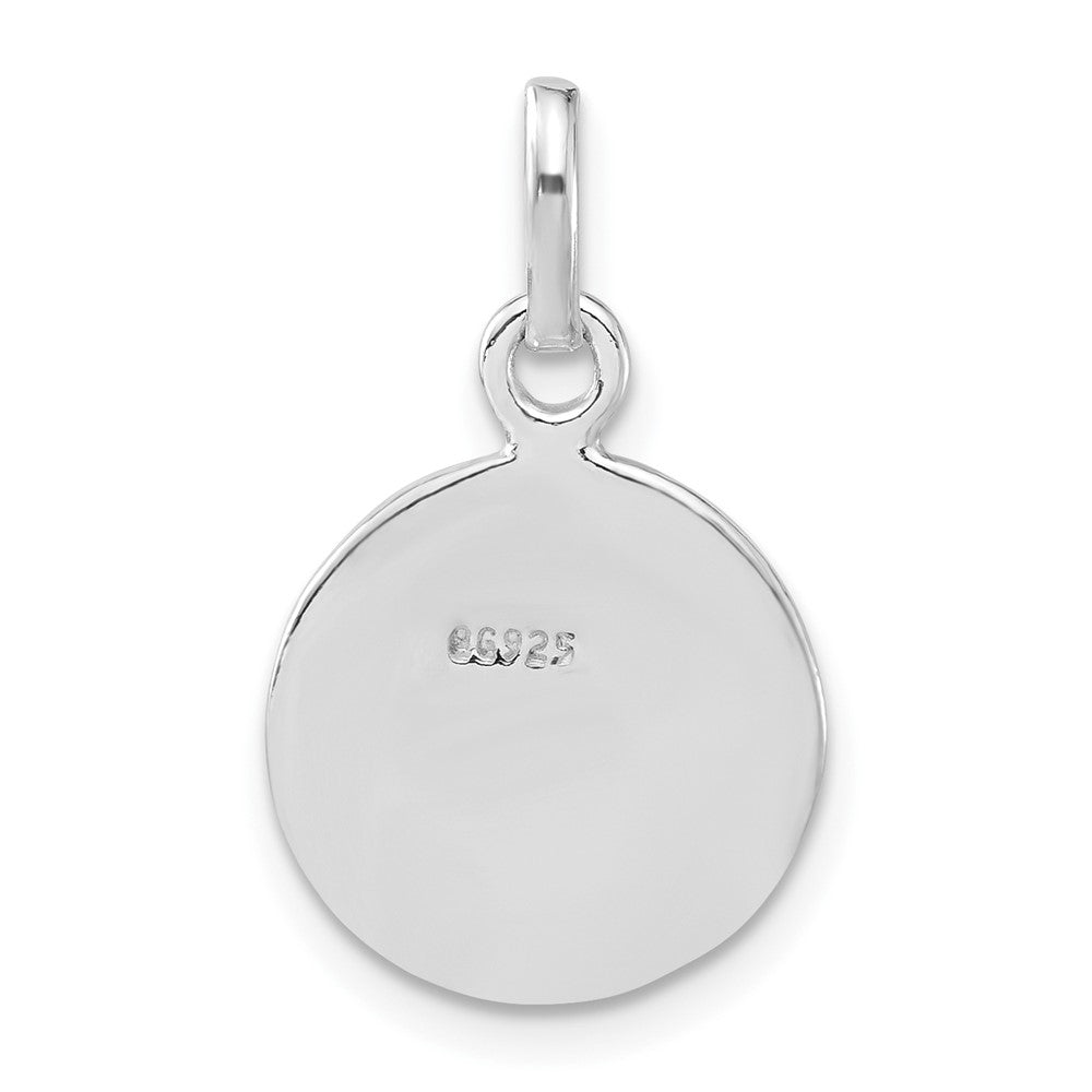 Sterling Silver Polished & Green Enameled Round Recycle Charm