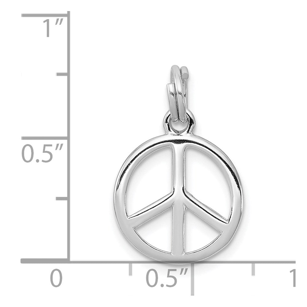 Sterling Silver Rhodium-Platedpolished Peace Sign Charm