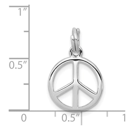 Sterling Silver Rhodium-Platedpolished Peace Sign Charm
