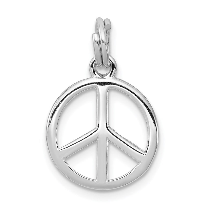 Sterling Silver Rhodium-Platedpolished Peace Sign Charm