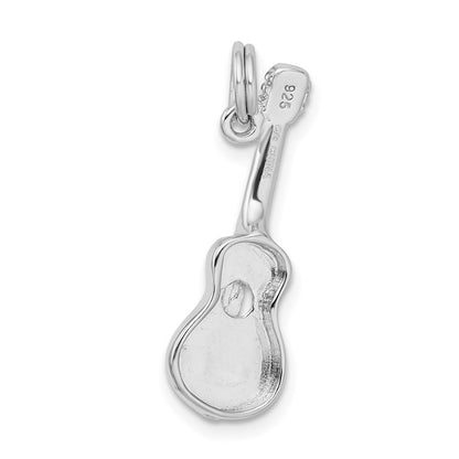 Sterling Silver Rhodium-Platedpolished Guitar Charm