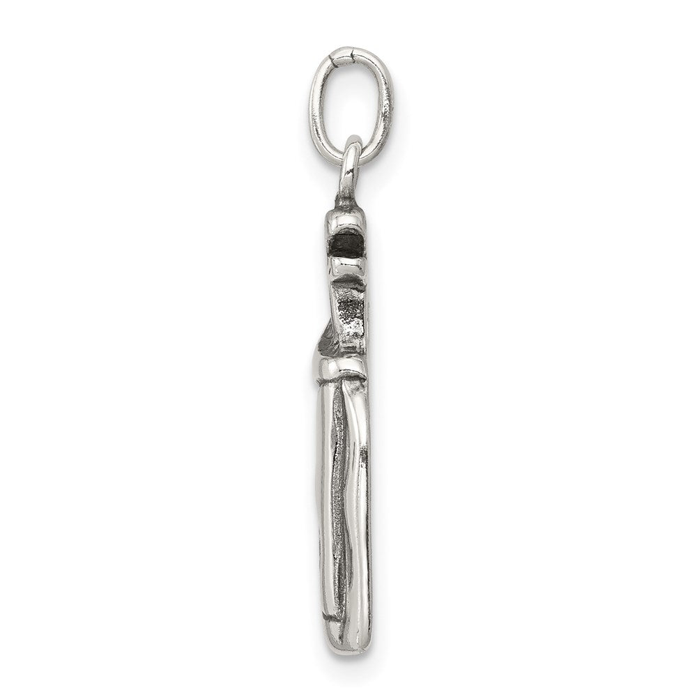 Sterling Silver Antiqued Golf Clubs W/Bag Charm