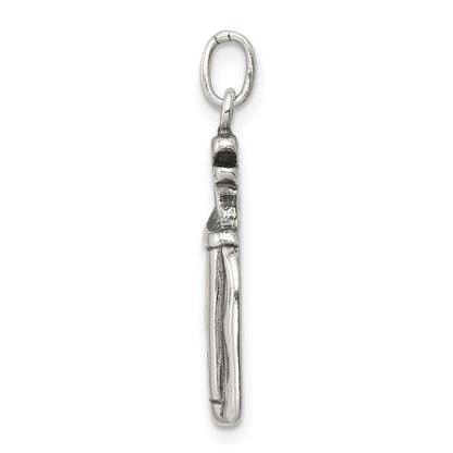 Sterling Silver Antiqued Golf Clubs W/Bag Charm