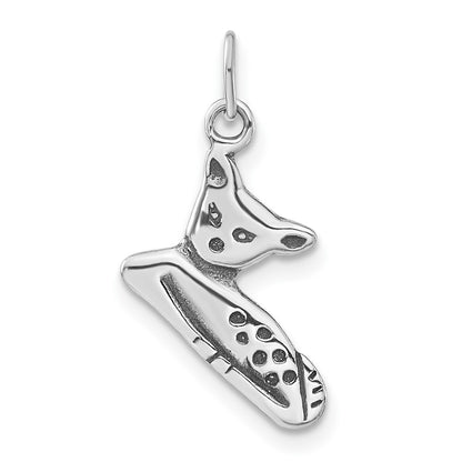 Sterling Silver Polished & Antiqued Cat Charm