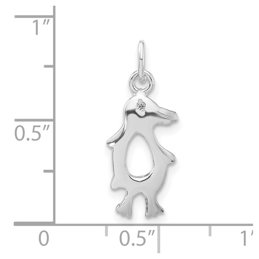 Sterling Silver Polished Cz Bird Charm